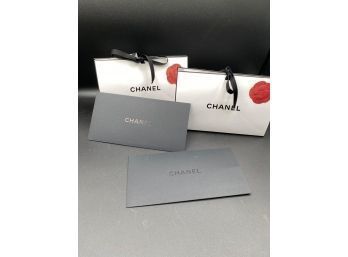 2 Limited Authentic Chanel White Gift Bag Red Camellia Flower 9x6x3'