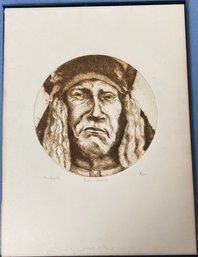 Print Of Etching Of Native American By Beckwith Two Moons 1/75 16 X 12