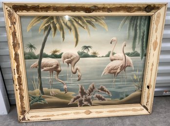Framed Flamingo Print 22 X 28
