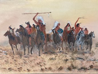 Signed Native American Painting Oil On Canvas By L. Dubreuil 18 X 24
