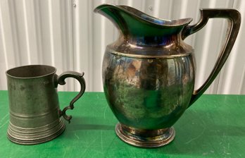 Silver Plate Pitcher And Cup