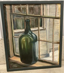 Oil In Canvas Green Bottle Unsigned 20 X 24