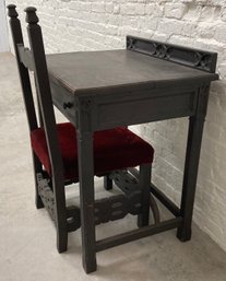 Gothic Fumed Quarter-Sawn Oak Desk And Chair