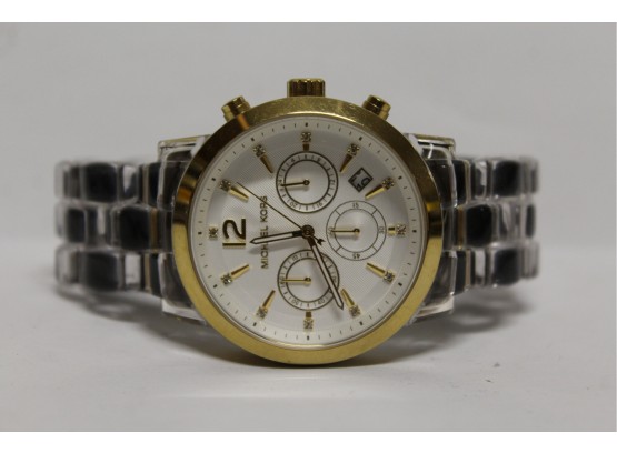 Michael Kors MK-6200 Clear Acrylic With Gold Tone Watch #1274 |  