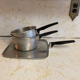 Set Of 3 Vintage Pots And Pans By Wear Ever