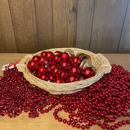 Lot Of Red And Gold Christmas Tree Trimmings