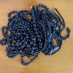 Lot Of Vintage Costume Jewelry - Black Beaded Necklaces