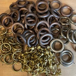 Lot Of Vintage Curtain Rings And Pin-on Hooks