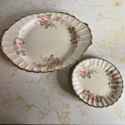 American Limoges China Rose Platter And 4 Plates