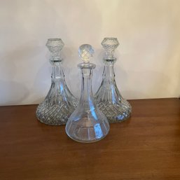 Lot Of 3 Vintage Cut Glass Decanters