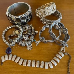 Lot Of Vintage Costume Jewelry - Mixed Metal Bracelets
