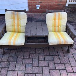 Vintage Outdoor Two Seater Couch With Built-in Table