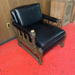 Vintage Black Leather Accent Chair