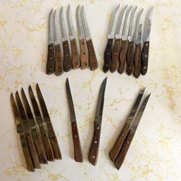 Lot Of Vintage Wood Handle Japanese Steak Knives