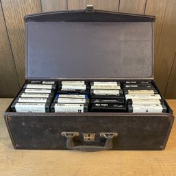 Vintage Leather Case With 24 Vintage 8 Track Tapes