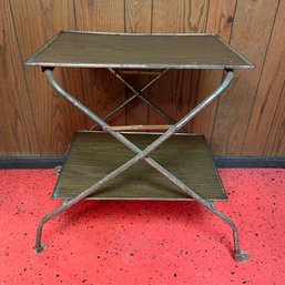 Vintage Faux Wood And Brass Cart