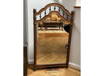 Wood Mirror With Arched Top And Round Dowls