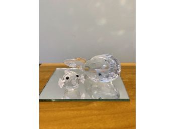 Swarovski Crystal Whale And Fish On Square Mirror