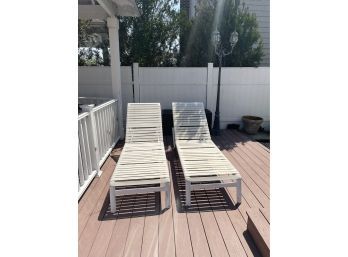 Pair Of White Outdoor Lounge Chairs