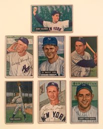 Lot Of 7 1951-52 Bowman N.Y. Yankee Cards.
