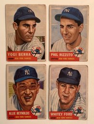 4 1953 Topps N.Y. Yankee Cards, #104, 114, 141, 207.