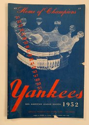 1952 N.Y. Yankees Program, Cleveland Vs. Yankees.