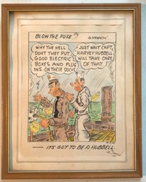 Hand-drawn Hubbell Advertisement.  Signed Shannon And Dated 1966, 12 X 15'.