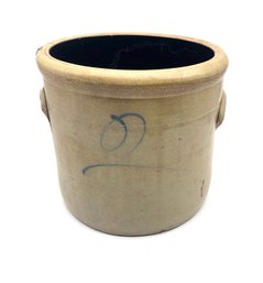 Antique 2-gallon Stoneware Crock.  Structurally Sound, Handles Intact.