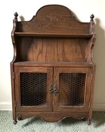 Stained Oak Hanging Wall Cabinet.