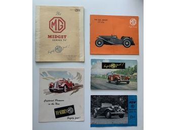 5-pc Lot Of Early M.G. Brochures - All In Very Good Condition