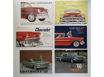 6-pc. Lot Of Chevrolet Brochures - 1953, 1954, 1956, 1958, 1959 And 1960 - All In Very Good Condition