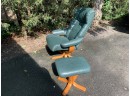 Norwegian Leather Reclining Armchair And Ottoman