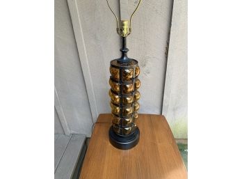 Mid Century Caged Amber Glass Table Lamp