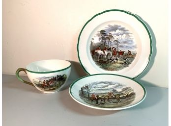 3 Pieces Copeland Spode Hunting Scene China