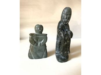 2 Carved Soapstone Figurines