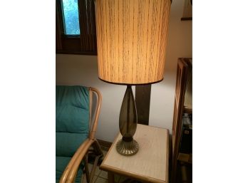Mid Century Olive Green Glass Table Lamp