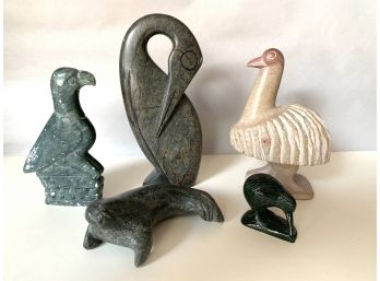 Group Of 5 Carved Stone Animals