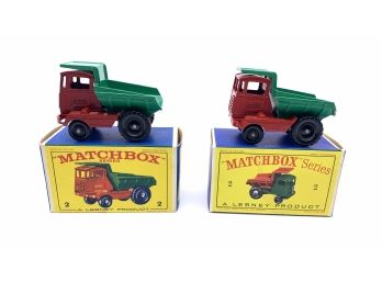 Two Matchbox No. 2 Muir-Hill Dumper Trucks