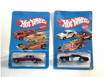 2 Hot Wheels - Cadillac Seville No. 1698 And Sheriff Patrol No. 2019.  Both In Unpunched Blister Packs.