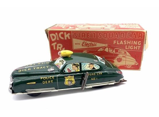 Vtg. Marx Dick Tracy Siren Squad Car With Box (box As Is)  Lg. 11 1/4'.
