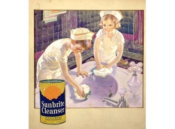 Original Gouache Painting To Advertise Sunbrite Cleanser In The 1930's