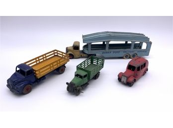 4-pc. Dinky Toy Lot.  Leyland Comet, Dinky Toys Delivery Service And 2 Others.  As-is.