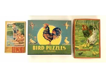 3 Boxes Of Vtg. Children's Puzzles