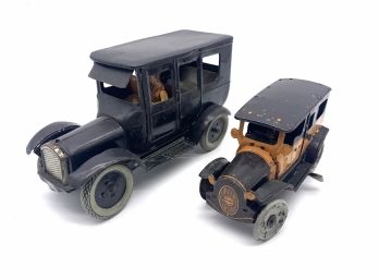 2 Antique Tin Wind-up Cars