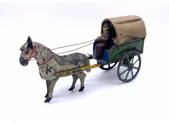 Antique Tin Wind-up With Horse, Cart And Driver