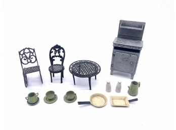 Vtg. Doll House Furniture Items.  Store Marked DCMT Crescent