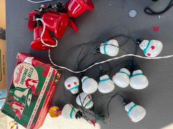 Mixed Lot Of Vintage Christmas Lights And Bells