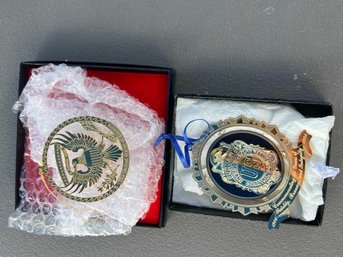 Pair Of FBI Collectible Metal Ornaments