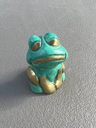 Vintage Painted Brass Sad Frog