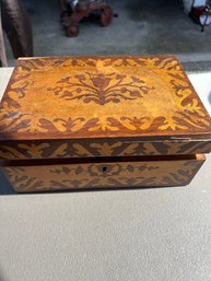 Antique Inlaid Sewing Box With Accessories